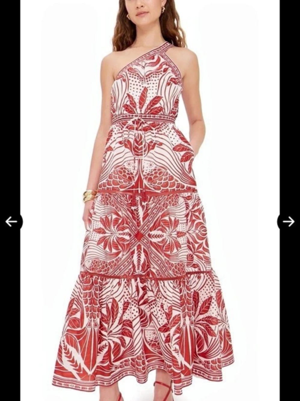FARM Rio Monochrome Elegance Scarf Red Maxi Dress